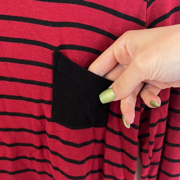 Ultra Flirt Black And Red Striped Long Sleeve Shirt - Picture 4 of 6